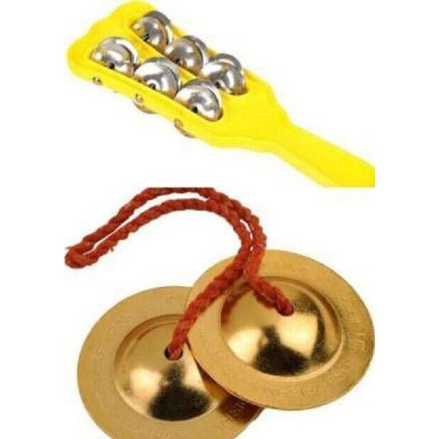Indian Traditional Iron Kartal With Plastic Manjira For Bhajan Combo Pack MN1585