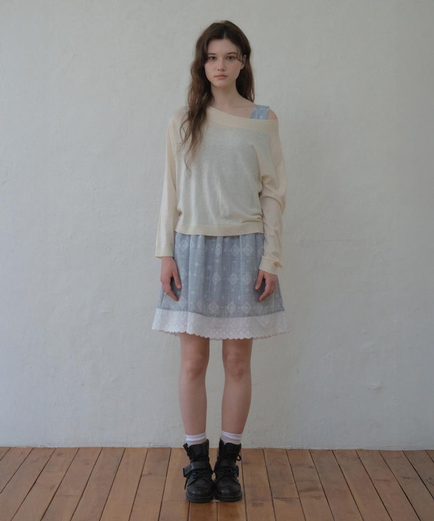 Aueonoseuteljia Lettering Boatneck Knit_Cream(Oc26Kn17)