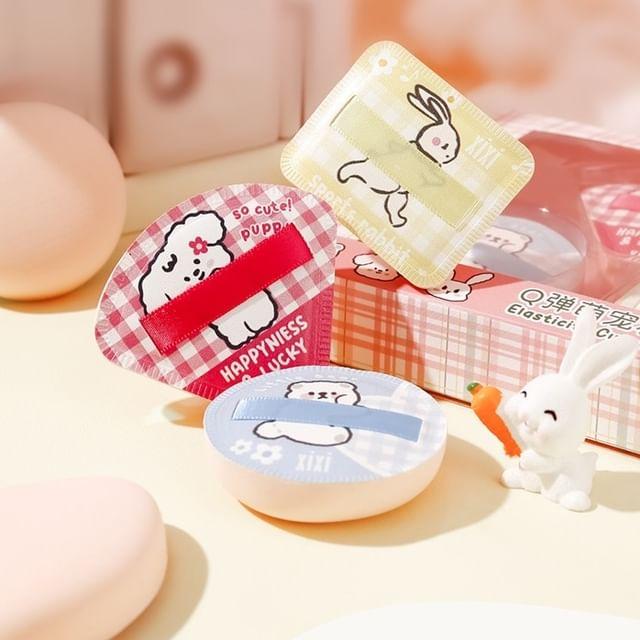 Nreain - Set of 3: Print Powder Puff (Various Designs) GJ-67 - Red & Blue & Yellow