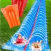 Scivolo d'acqua da prato all'aperto doppio per genitori e figli con spruzzatore
