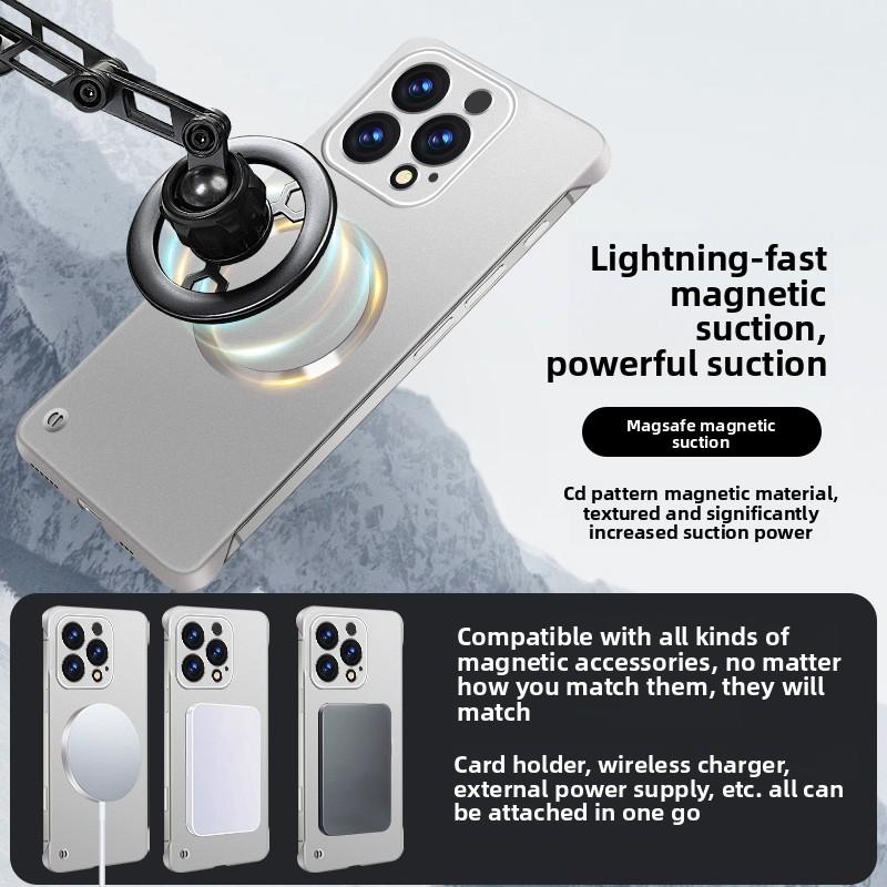 Frameless Magnetic Phone Case For iPhone 17 Air 16 15 14 13 12 Pro Max Plus For Magsafe Solid Color Hard PC Back Cover