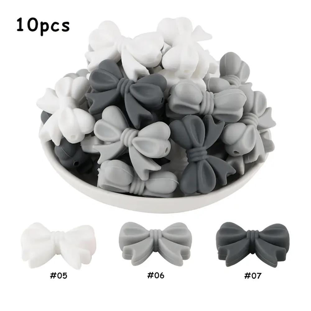 10/38/45PCS Bow Silicone Bead Set, 12mm/15mm, suitable for DIY handmade making, keychains, jewelry, bracelets, necklaces, etc