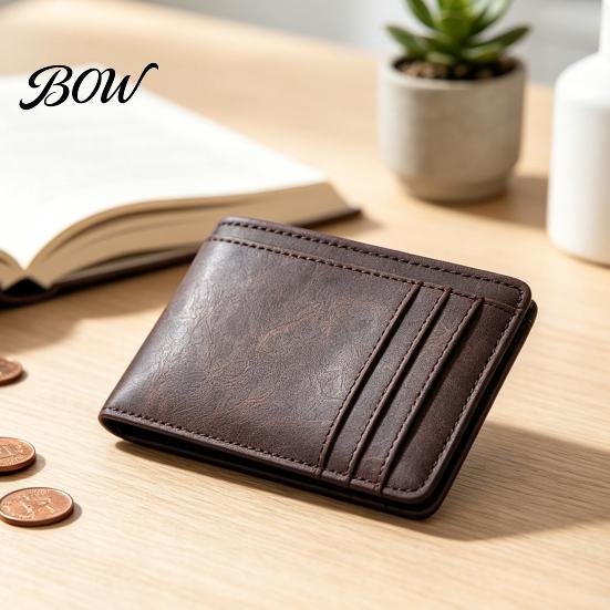 Compact Wallet for Travel Slim Card Holder Men, Minimalist Credit with ID Window, Simple Solid Color Men Multiple Slots, Pocket Business
