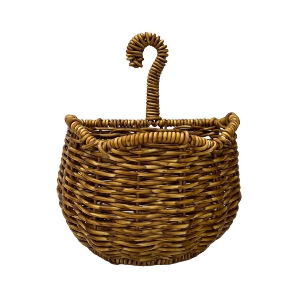 Semicircle Rattan Wall Basket with Umbrella Handle for Keeping Frequently Used Items Within Easy Reach and View