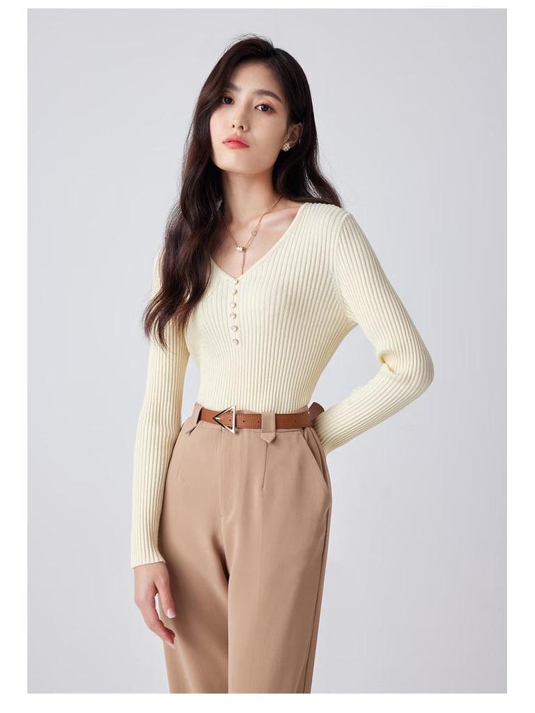 Women's Round Neck Cashmere Sweater: Autumn & Winter Versatile Long Sleeve Knit Top, Solid Color Fashion Basic.