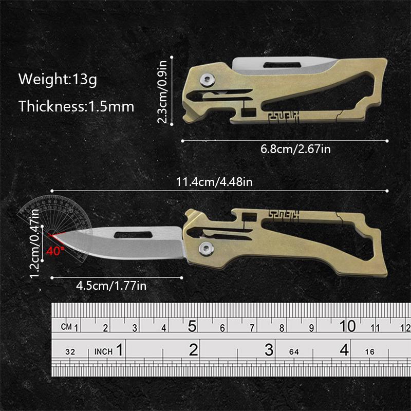 Kitchen Knife High Hardness Pocket Knife Multifunctional Folding Knife Key Chain Mini Titanium Alloy EDC Knife Peeling Knife
