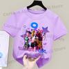 Kpop Demon Hunters Purple T-shirts Girls Cartoon Number Printed Short-sleeved Top Children Summer Sweet T-shirt Birthday Gift