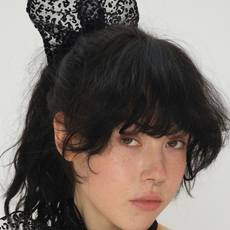 Eireve LEOPARD ORGANZA SQUARE SCRUNCHIE (BLACK)