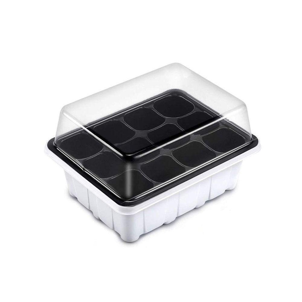 Garden Grow Box With Cover 12 Cells Seedling Trays White Square Germination Box Breathable Plant Seedling Tray Bonsai