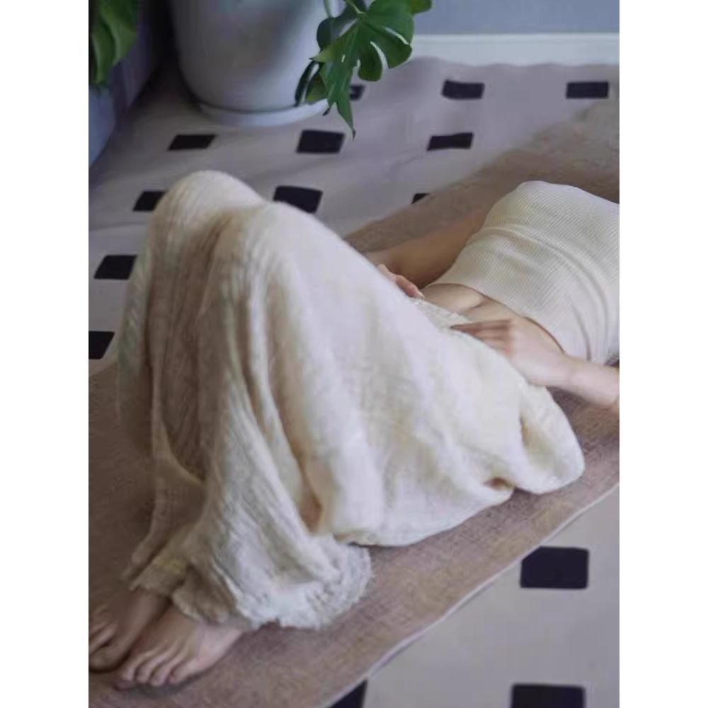 Explosive Off-White Cotton Linen Wide-Leg Pants - Women s Spring Loose Yoga Sportswear S