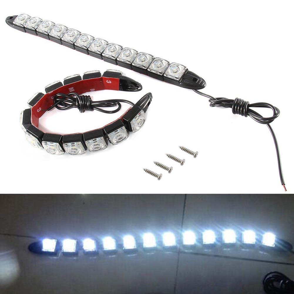 1Pc Universal 12 LEDs DRL Flexible Car Daytime Running Light Driving Daylight Fog Lamp