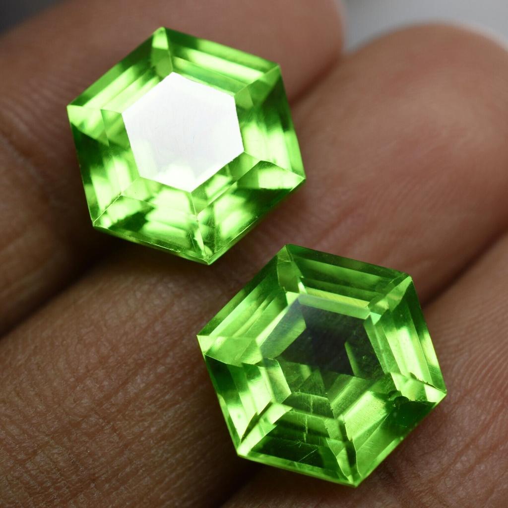 Pair Of 18.25 Ct NATURAL Green Peridot CERTIFIED Fancy Cut Loose Gemstone AAA