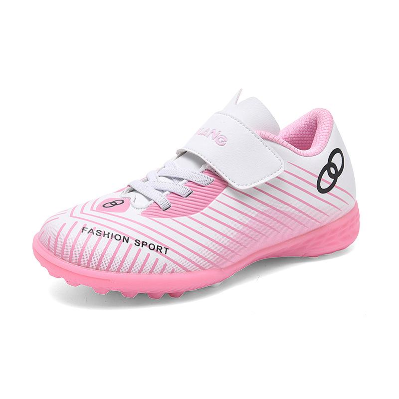 New Korean version leather medium and older children's football shoes boys and girls soft sports training shoes children's football shoes