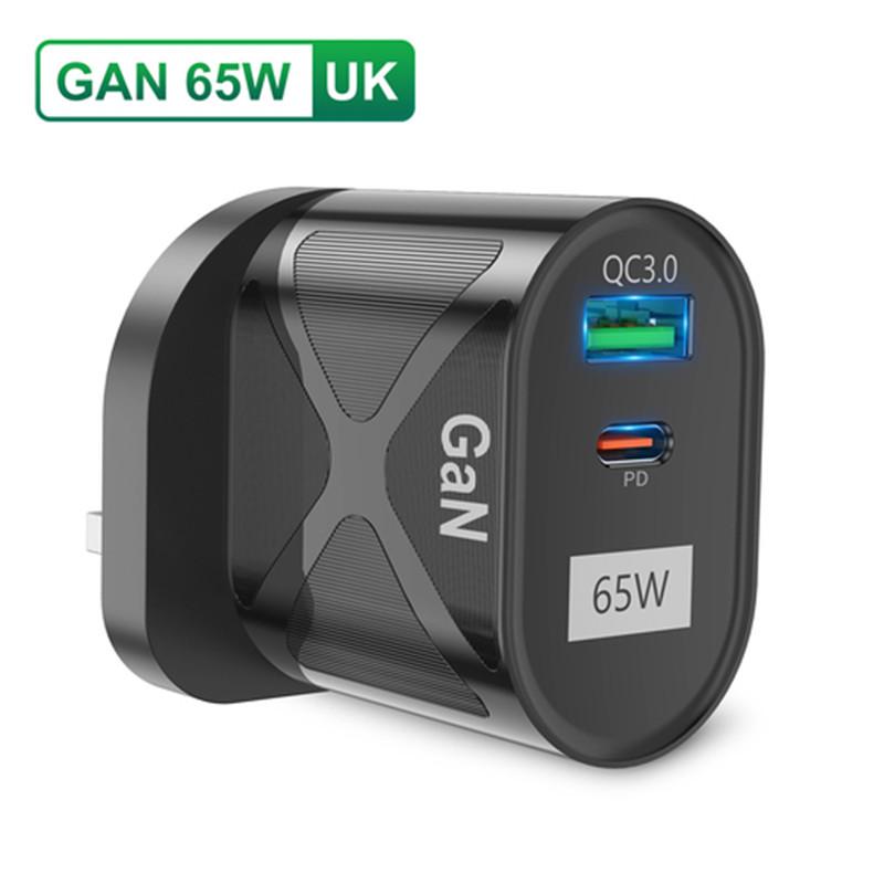 65W GaN USB C Charger Quick Charge KR AU EU US UK Plug PD USB-C Type C Fast Charger For iPhone 15 Xiaomi SamsungS22 Macbook