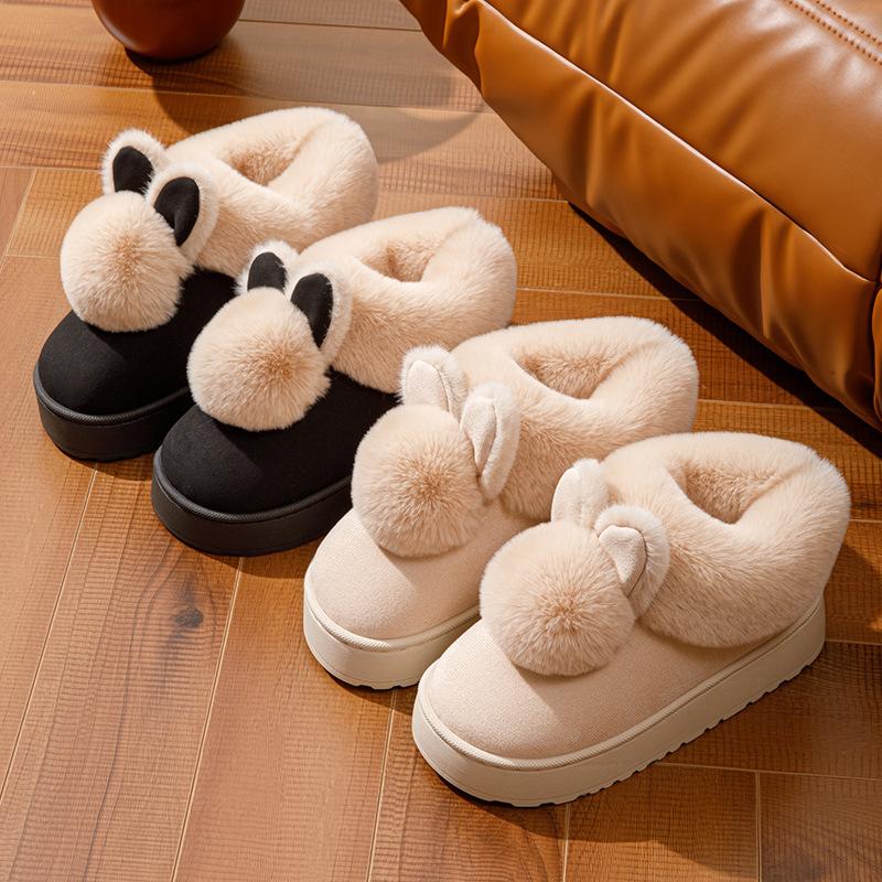 Cotton slippers bag heel slippers autumn and winter home plush cotton shoes wear non-slip cute thick sole warm cotton mop