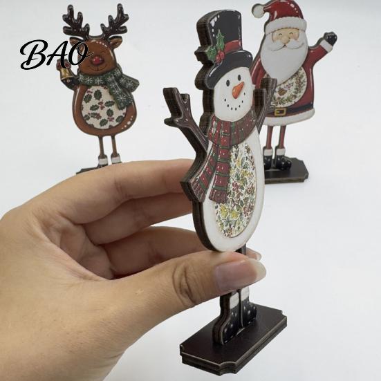 Holiday Themed Home Decor Sets Christmas Table Decoration, Wooden Snowman Santa Claus Reindeer Sign, Standing Tabletop Signs Xmas Centerpiece