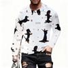 Spring and Autumn Round Neck 3D Dachshund Printed Top Fashionable Casual Long Sleeved Men's T-shirts