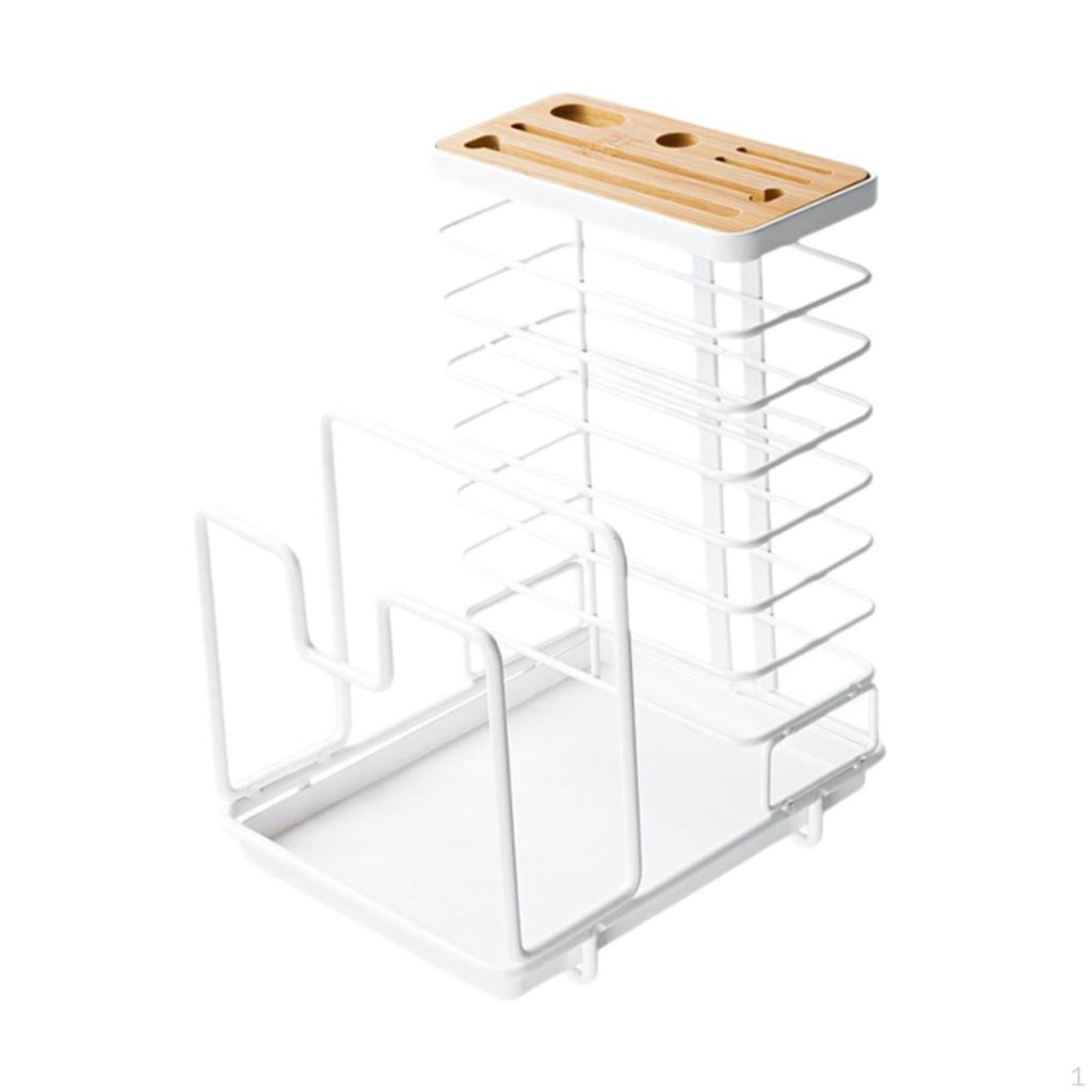 Étagère de Rangement de Cuisine Organisateur Porte-Couverts Pratique Planche à Découper Ustensiles de Cuisine