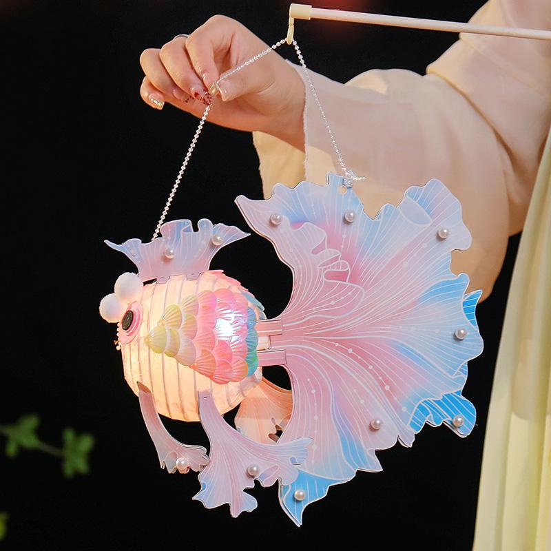 Autumn Festival Fish Lanterns DIY Chinese Paper Lantern Handmade Hanging Fish Lanterns Mid-autumn Party Celebration Decorations