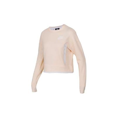 Bluza z logo i okrągłym dekoltem, krótka, damska, jasnożółta 939930-838