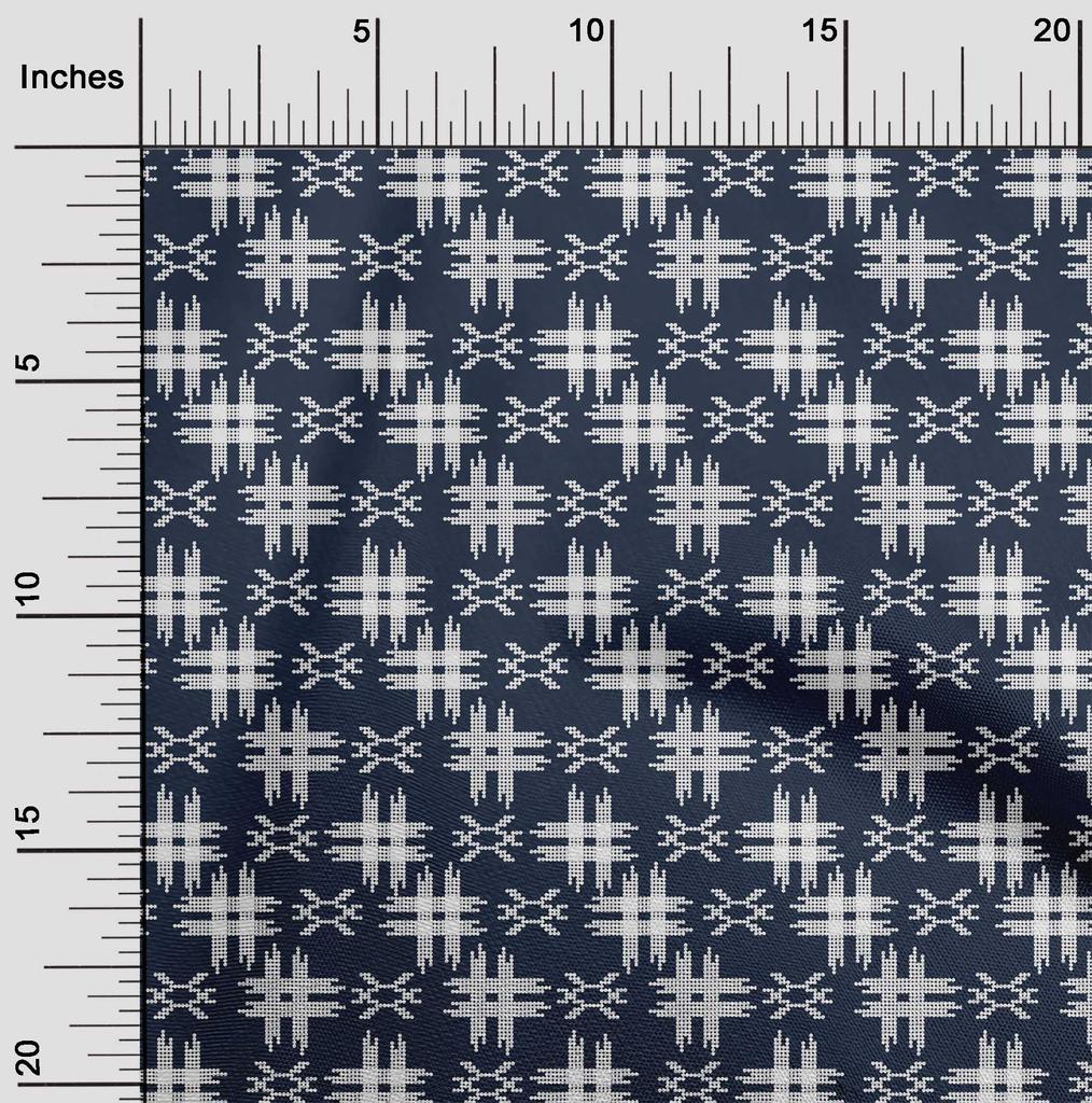 oneOone Tissu Coton Flex Imprimé Kasuri à Carreaux Tissu au Mètre Largeur 40 Pouces