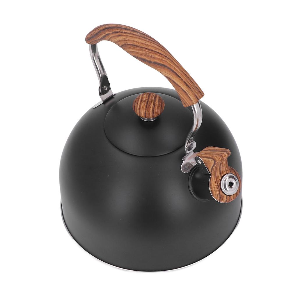 2,5L Visslande Tekanna Rostfritt Stål Trämönster Handtag för Te Kaffe Mjölk Vatten
