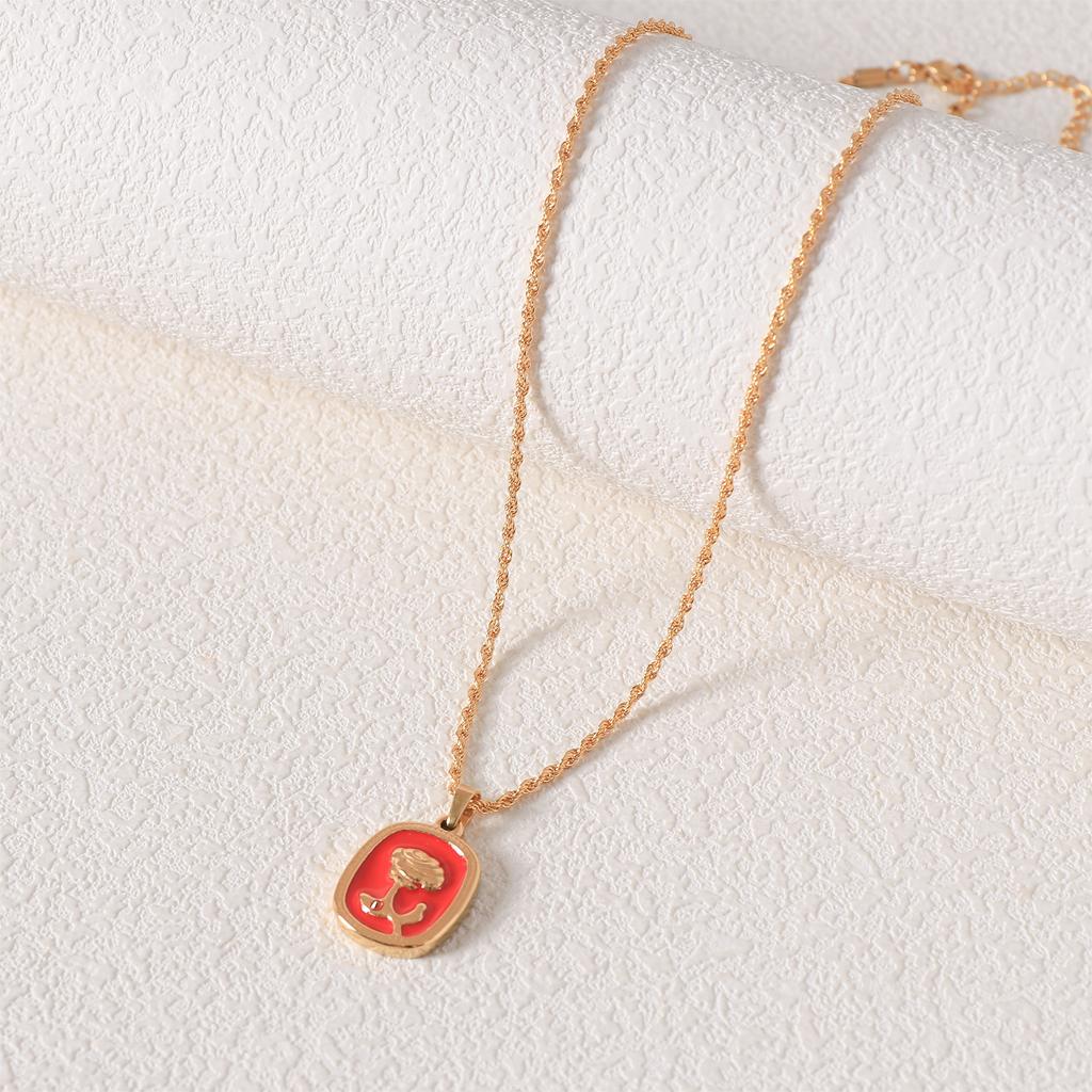 Hochwertige Exquisite Emaille Tropfende Rose Halskette für Damen Leichter Luxus Nische Schlüsselbeinkette