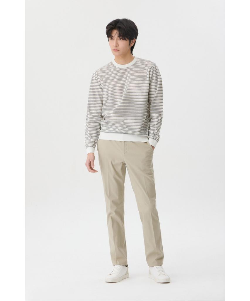 BRENTWOOD [Washable] Modern Striped Round Neck Sweater Brwas26251Whx