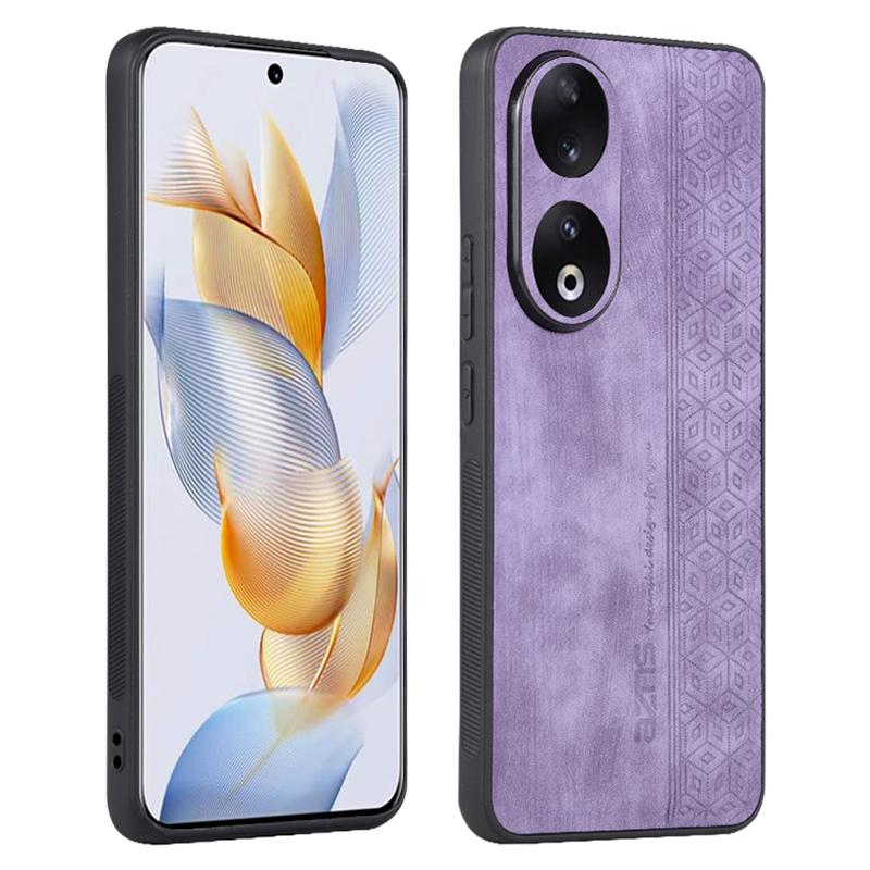 

AZNS For Honor 90 PU Leather+TPU Phone Case Anti-Scratch Imprinted Pattern Shell Cover Purple