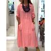 New Women's Loose Solid Color Vacation Casual Button Artistic Style Fashionable Dress