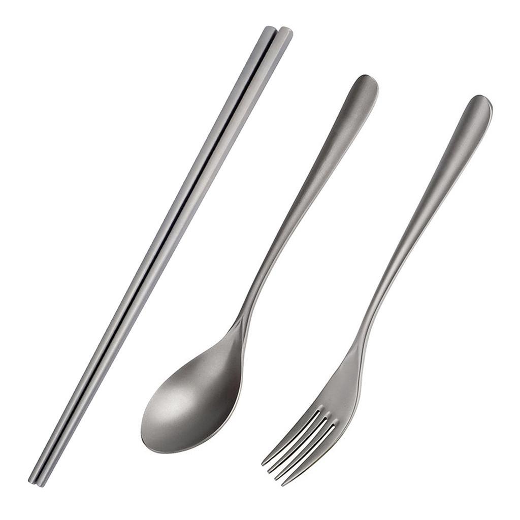 Ti Cutlery Set Camping Fork Spoon Chopsticks Lightweight Tableware for Home Picnic Travel with Carry Pouch Chopsticks