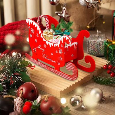Santa Sleigh Festive Reusable Storage Decoration Christmas Sleigh Desk Top Decor For Outdoor Indoor Porch Outside Patio Lawn