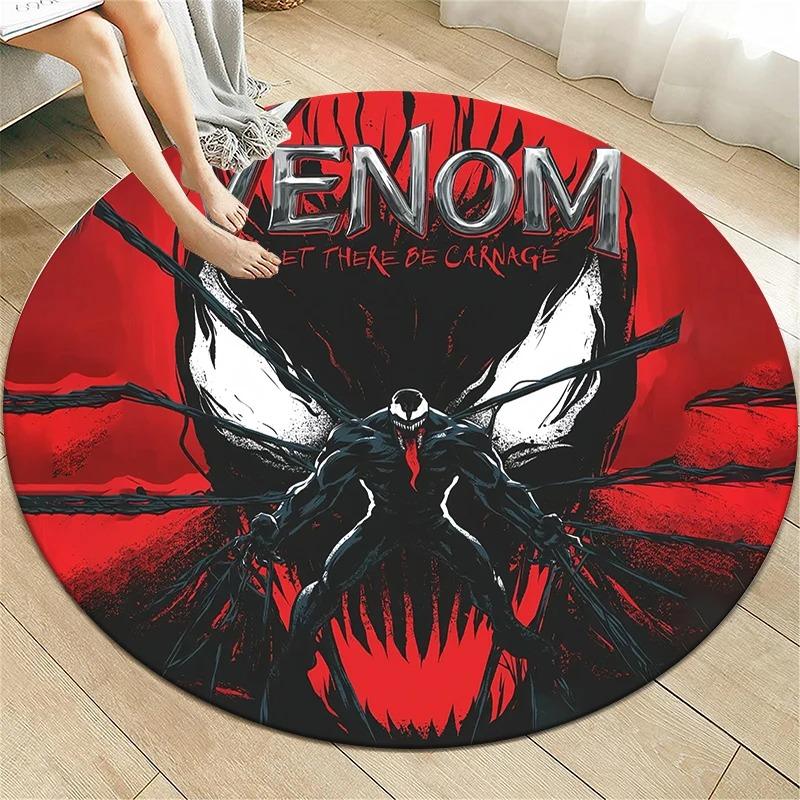 Disney Venom Movie HD Printed Round Carpet Living Room Sofa Chair Bedroom Rugs Flannel Anti-Slip Scary Home Decor Mat
