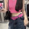 Y2k Rose Chic Pink Womens Belt With Colorful Buckle For Outfits Casual