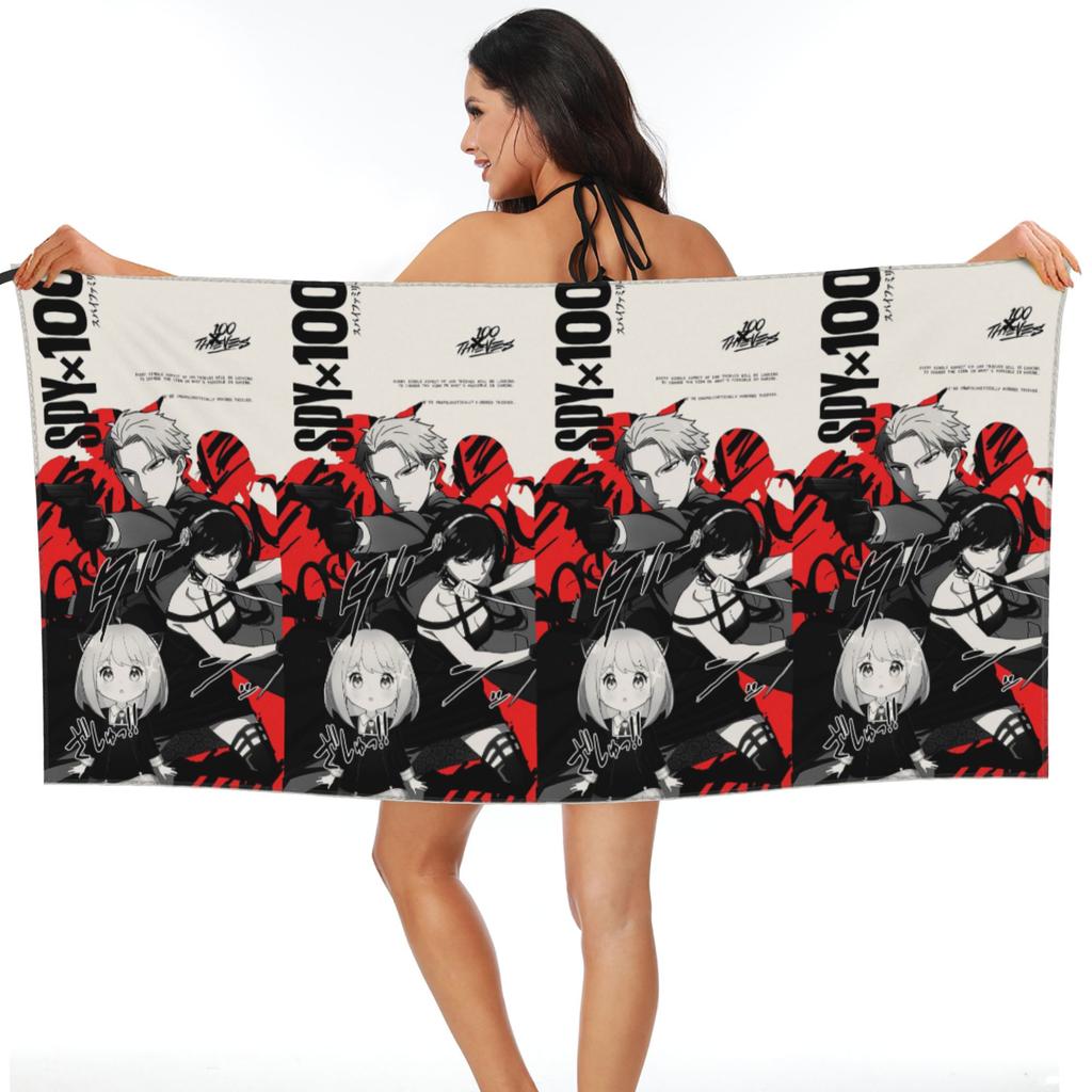 Kawaii Manga Spy X Family Beach Towel Soft Microfiber Quick Dry Absorbent Quick Towels For Yoga