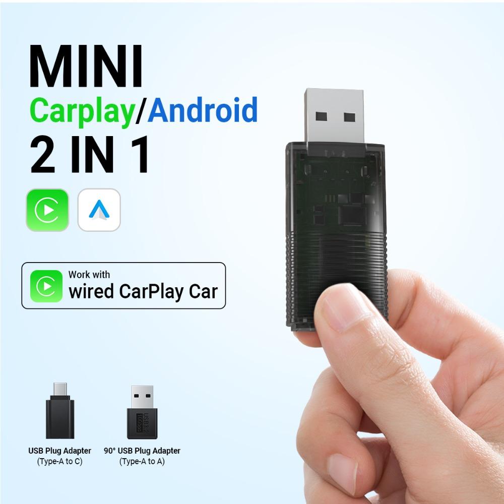 

Беспроводной адаптер CarPlay Android Auto 2 в 1 для смартфонов iPhone и Android Быстрое подключение Простая настройка