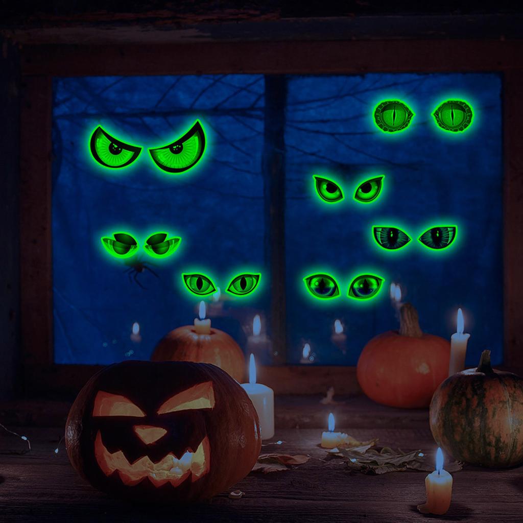 Glow In The Dark Halloween Peeking Eyes Self Adhesive Wall Stickers For Spooky Party Decorations PVC Material