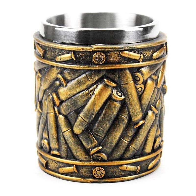 New Revolver Pistol Ball Holder Beer Cup Hand Gun Coffee Ball Wine Stein Drinking Stainless Steel Retro Cup | Cups