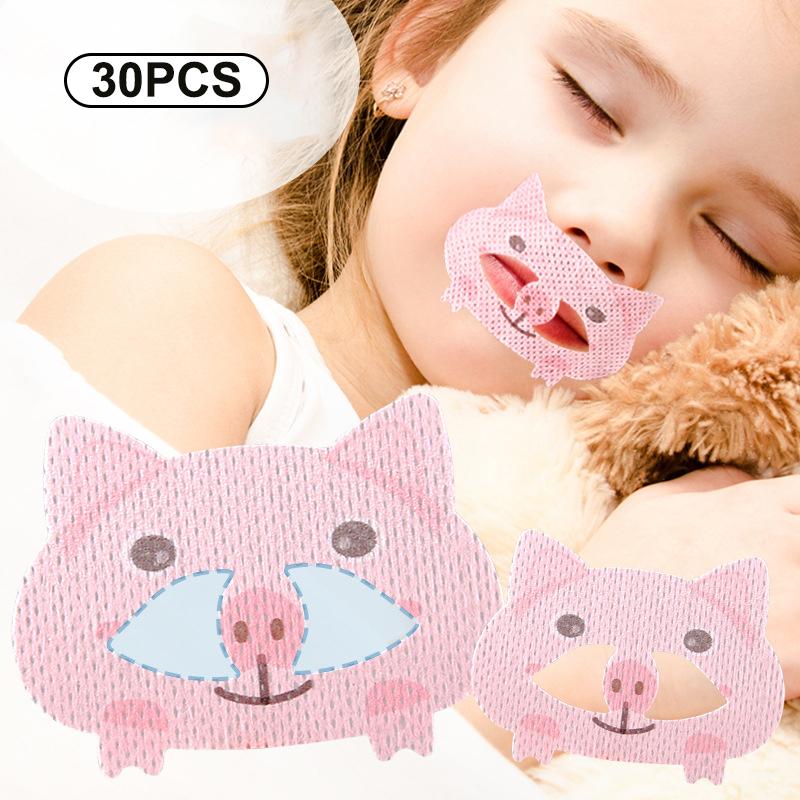 30 ks Dětské kreslené náplasti proti chrápání na spaní se zavřenými ústy, náplast pro korekci dýchání, náplast pro ztišení, ortotická páska