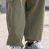 Daily Wear Drawstring Ankle Tied Men Cargo Pants Trendy Multi Pockets Wide Leg Trousers