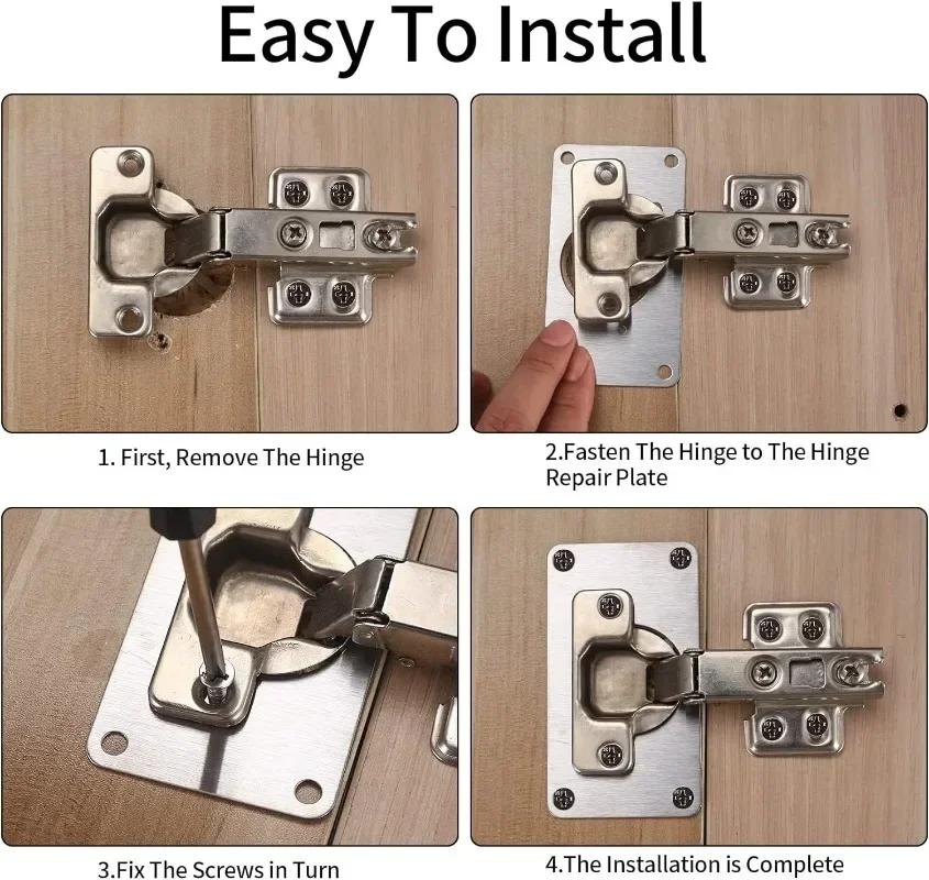 Cabinet Hinge Repair Plate Kit Kitchen Cupboard Door Hinge Mounting Plate With Holes For Cabinet Furniture Hardware Accessories