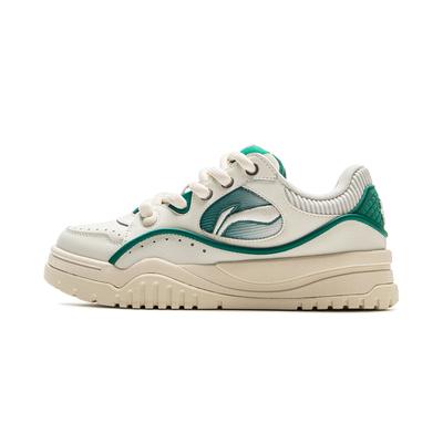 Li Ning X LOL Slip Resistant, Abrasion Resistant, Lightweight Low Top Skateboard Shoes Women's Beige Green AGCV060-2