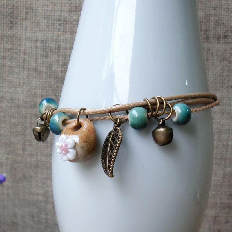 Broken Bridge Ceramic Floral Handmade Bracelet - Women's Fashion Jewelry