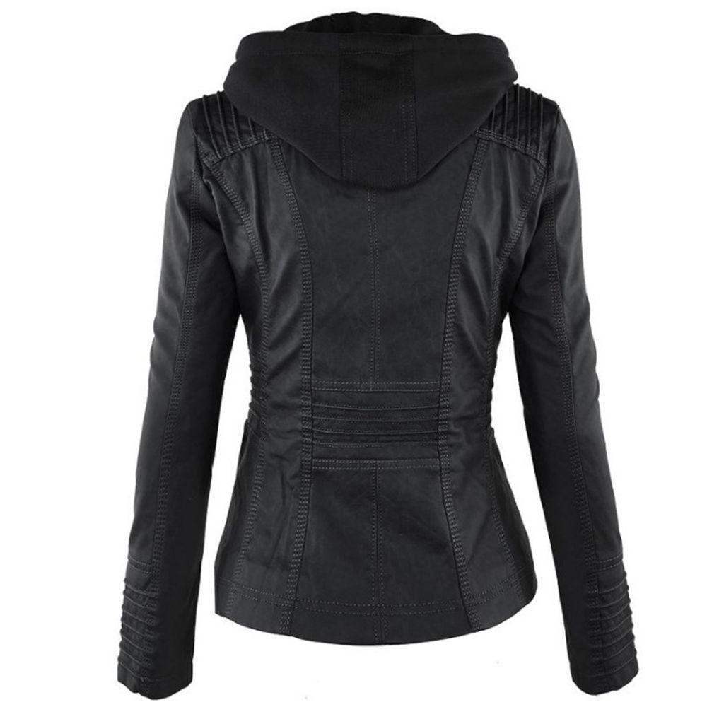 Stupenda Giacca con Cappuccio in Pelle da Donna Parka Sottile Perfetta per l'Abbigliamento Invernale