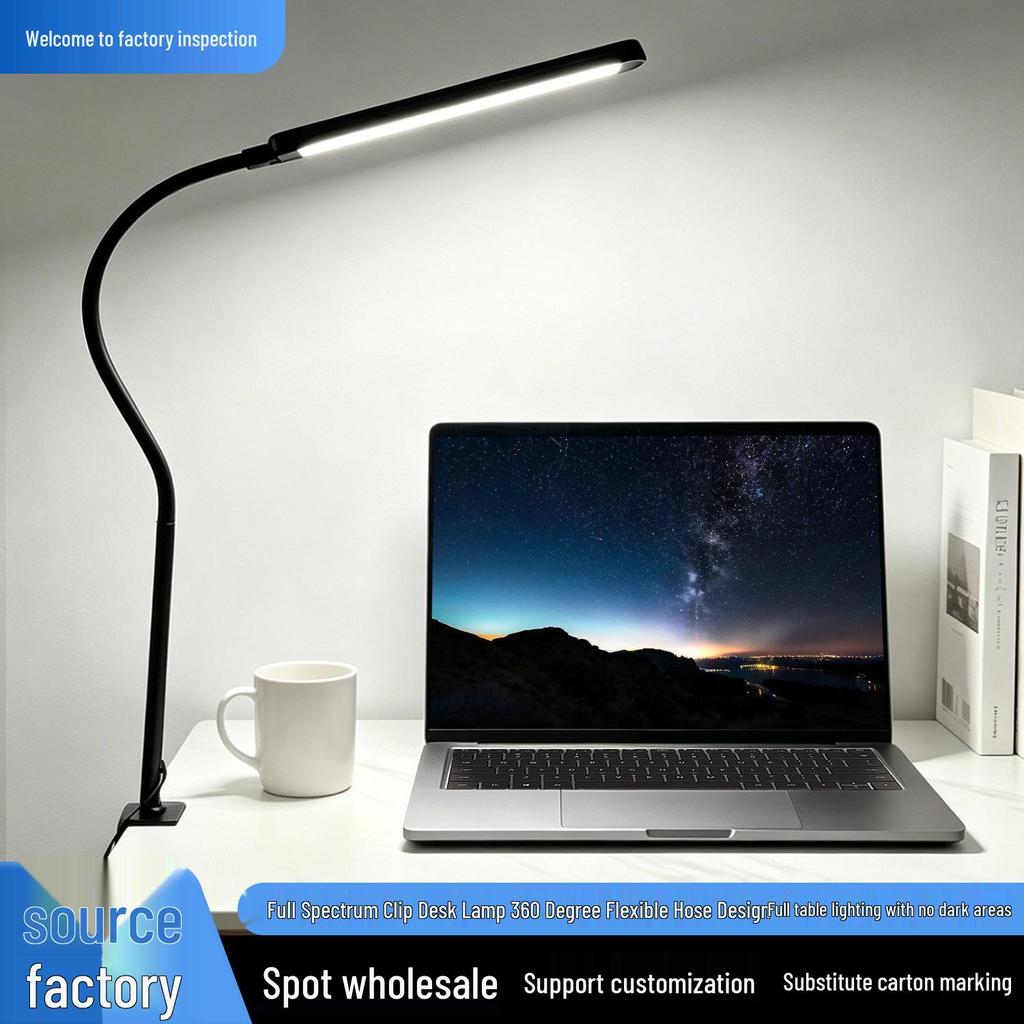 Clip-on Desk Lamp for Eye Protection: Ideal for Eyelash Extensions, Nail Art, Tattooing, Eyebrow Work, Dorms, and Bedside Use. Plug-in Design.