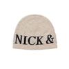 nick&NICOLE CASHMERE LETTERING JAQUARD BEANIE_BEIGE