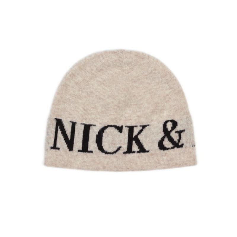 

nick&NICOLE CASHMERE LETTERING JAQUARD BEANIE_BEIGE FREE