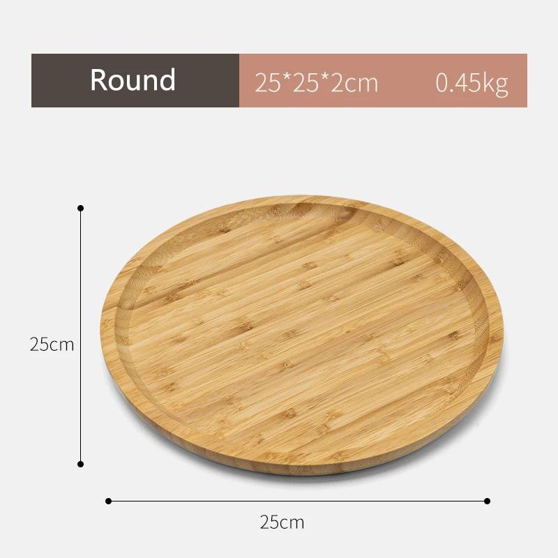 Japanese Style Bamboo Tea Tray Rectangular and Round Serving Trays Kitchen Platter Food Plate for Snacks Dessert and Breakfast