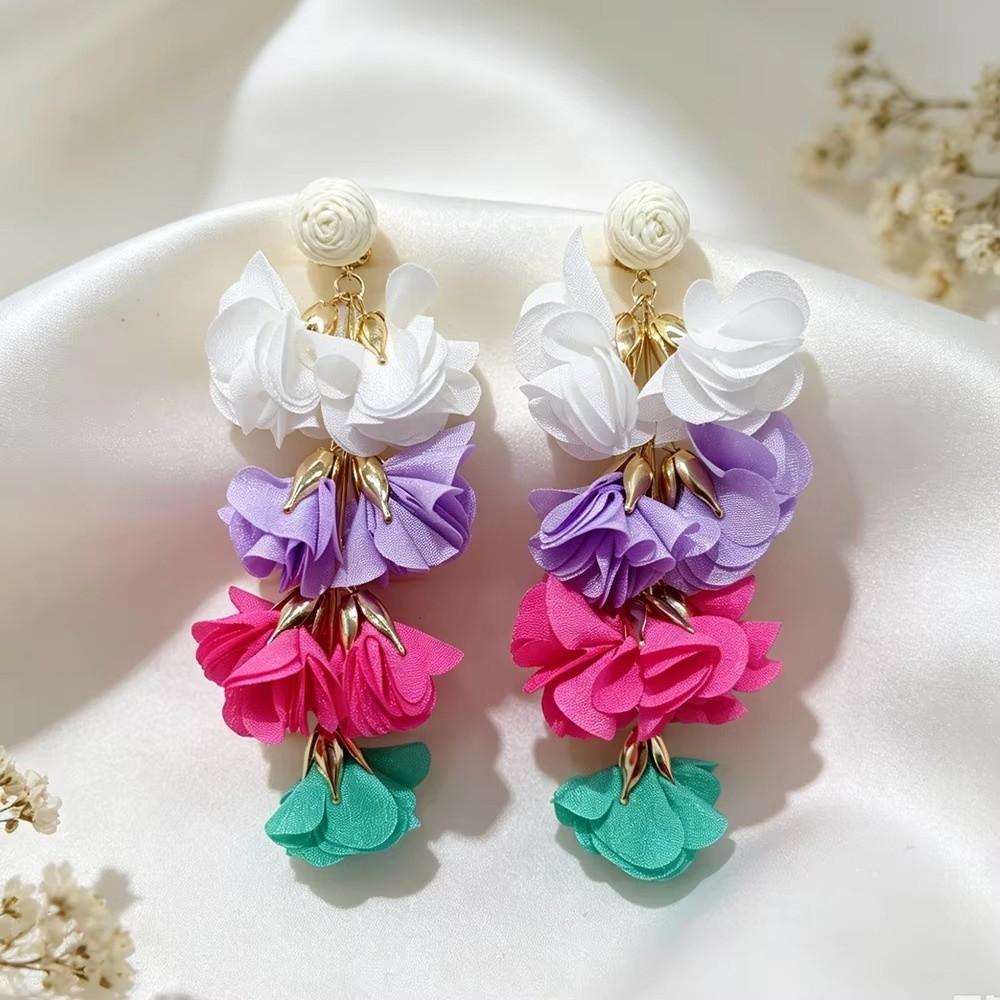 Orecchini a Clip Stile Etnico Design Colorato Orecchini Senza Foratura Orecchini a Fiore Per Donna Regalo
