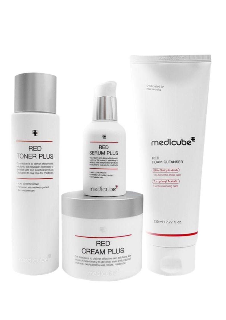 MEDICUBE Red Line 4-Step Skincare Set Acne Care Soothing Moisturizing Kit